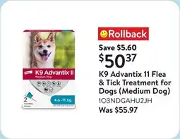 Walmart K9 Advantix 11 Flea & Tick Treatment for Dogs (Medium Dog) offer