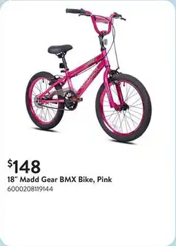 Walmart 18 Madd Gear BMX Bike, Pink offer
