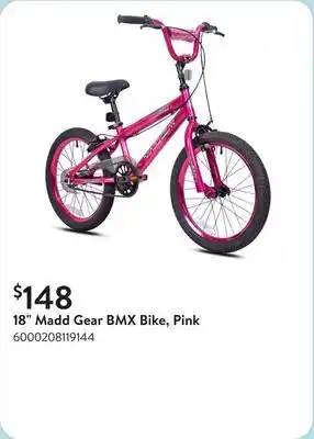 Walmart 18 Madd Gear BMX Bike, Pink offer