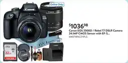 Walmart Canon EOS 2000D / Rebel T7 DSLR Camera 24.1MP CMOS Sensor with EF-S 18-55mm Zoom Lens offer