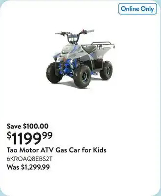 Walmart Tao Motor ATV Gas Car for Kids offer
