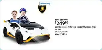 Walmart Lamborghini Kids Two-seater Huracan Ride on car offer