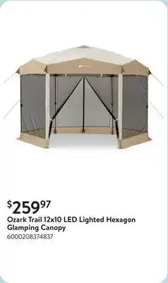 Walmart Ozark Trail 12x10 LED Lighted Hexagon Glamping Canopy offer