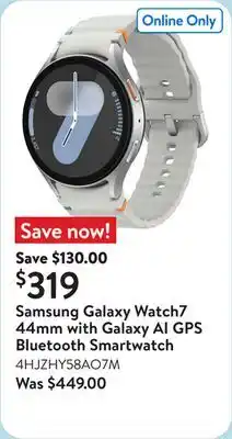 Walmart Samsung Galaxy Watch7 44mm with Galaxy AI GPS Bluetooth Smartwatch offer
