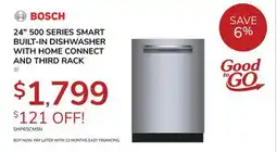 Goemans Appliances BOSCH 24 500 SERIES SMART BUILT-IN DISHWASHER WITH HOME CONNECT AND THIRD RACK offer