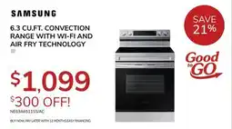 Goemans Appliances SAMSUNG 6.3 CU. FT. CONVECTION RANGE WITH WI-FI AND AIR FRY TECHNOLOGY offer