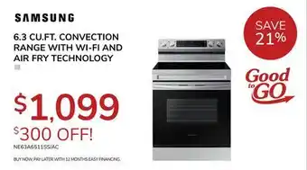Goemans Appliances SAMSUNG 6.3 CU. FT. CONVECTION RANGE WITH WI-FI AND AIR FRY TECHNOLOGY offer
