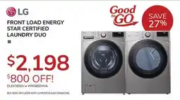 Goemans Appliances LG FRONT LOAD ENERGY STAR CERTIFIED LAUNDRY DUO offer