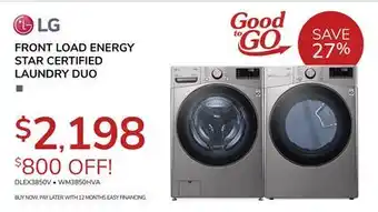 Goemans Appliances LG FRONT LOAD ENERGY STAR CERTIFIED LAUNDRY DUO offer