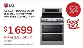 Goemans Appliances LG 7.3 CU. FT. DOUBLE OVEN ELECTRIC RANGE WITH PRO BAKE CONVECTION offer