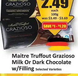 Starsky Maitre Truffout Grazioso Milk Or Dark Chocolate w/Filling offer