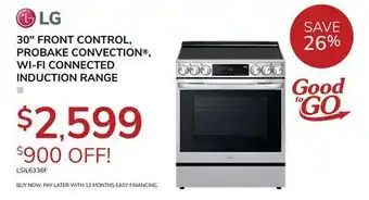 Goemans Appliances LG 30 FRONT CONTROL, PROBAKE CONVECTION , WI-FI CONNECTED INDUCTION RANGE offer