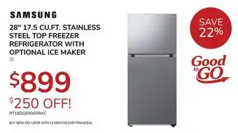 Goemans Appliances SAMSUNG 28 17.5 CU. FT. STAINLESS STEEL TOP FREEZER REFRIGERATOR offer