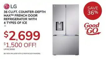 Goemans Appliances LG 36 CU. FT. COUNTER-DEPTH MAX FRENCH DOOR REFRIGERATOR WITH 4 offer