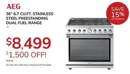 Goemans Appliances AEG 36 6.7 CU. FT. STAINLESS STEEL FREESTANDING DUAL FUEL RANGE offer