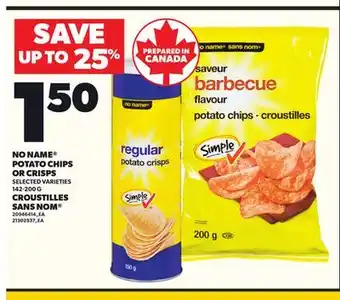 Independent City Market NO NAME POTATO CHIPS POTATO CHIPS OR CRISPS, 142-200 G offer