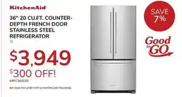 Goemans Appliances KITCHENAID 36 20 CU. FT. COUNTER-DEPTH FRENCH DOOR STAINLESS STEEL REFRIGERATOR offer