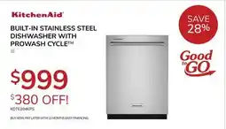 Goemans Appliances KitchenAid BUILT-IN STAINLESS STEEL DISHWASHER WITH PROWASH CYCLE offer