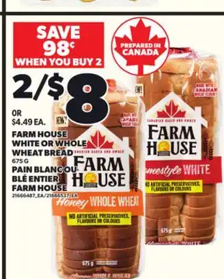 Independent City Market FARM HOUSE WHITE OR WHOLE WHEAT BREAD, 675 G offer