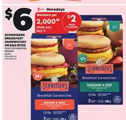 Independent City Market SCHNEIDERS BREAKFAST SANDWICHES OR EGG BITES, 224 G offer