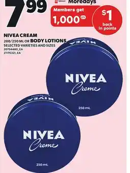 Independent City Market NIVEA CREAM, 200/250 ML OR OR BODY LOTIONS offer