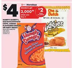 Independent City Market HUMPTY DUMPTY, OLD DUTCH POTATO CHIPS, CHEESE FLAVOURED SNACKS OR PARTY MIXES, 200-290 G offer