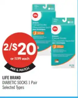Shoppers Drug Mart LIFE BRAND DIABETIC SOCKS offer