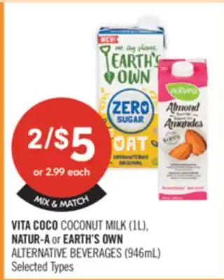 Shoppers Drug Mart VIVA COCO COCONUT MILK (1L) NATUR-A or EARTH'S OWN ALTERNATIVE BEVERAGES (946ml) offer