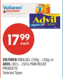 Shoppers Drug Mart VOLTAREN EMULGEL (100g - 150g) or ADVIL (40's - 150's) PAIN RELIEF PRODUCTS offer