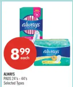 Shoppers Drug Mart ALWAYS PADS 24's - 44's offer