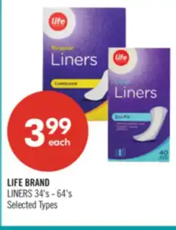 Shoppers Drug Mart LIFE BRAND LINERS offer