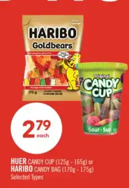 Shoppers Drug Mart HUER CANDY CUP (125g - 165g) or HARIBO CANDY BAG (170g - 175g) offer