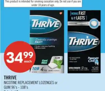 Shoppers Drug Mart THRIVE NICOTINE REPLACEMENT LOZENGES or GUM offer