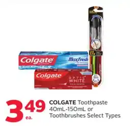 Rexall COLGATE Toothpaste 40mL-150mL or Toothbrushes offer