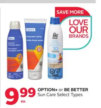 Rexall OPTION + or BE BETTER Sun Care offer