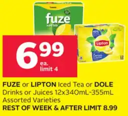 Rexall FUZE or LIPTON Iced Tea or DOLE Drinks or Juices offer