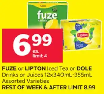 Rexall FUZE or LIPTON Iced Tea or DOLE Drinks or Juices offer