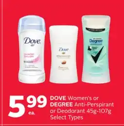 Rexall DOVE Women's or DEGREE Anti-Perspirant or Deodorant offer