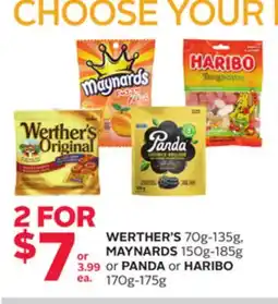 Rexall WERTHER'S 70g-135g, MAYNARDS 150g-185g or PANDA or HARIBO 170g-175g offer
