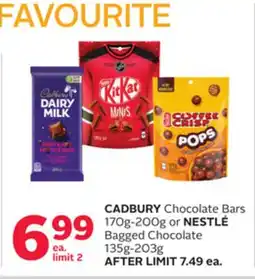 Rexall CADBURY Chocolate Bars 170g-200g or NESTLÉ Bagged Chocolate 135g-203g offer