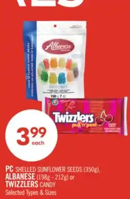Shoppers Drug Mart PC SHELLED SUNFLOWER SEEDS(350 g ), ALBANESE (198g-212g ) or TWIZZLERS CANDY offer