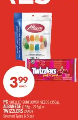 Shoppers Drug Mart PC SHELLED SUNFLOWER SEEDS(350 g ), ALBANESE (198g-212g ) or TWIZZLERS CANDY offer