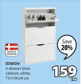 JYSK Idskov 3-drawer shoe cabinet offer