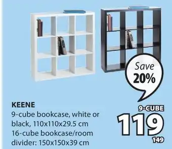 JYSK KEENE 9-cube bookcase offer