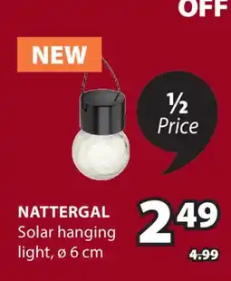 JYSK NATTERGAL Solar hanging light offer