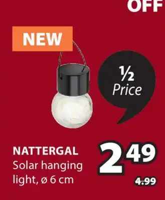 JYSK NATTERGAL Solar hanging light offer