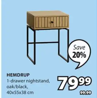 JYSK HEMDRUP 1 - drawer nightstand offer
