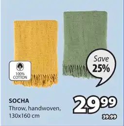 JYSK SOCHA Throw, handwoven, 130x160 cm 100% COTTON offer