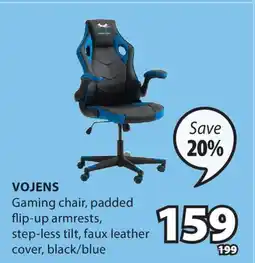 JYSK VOJENS Gaming chair, padded flip-up armrests, step-less, black offer