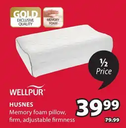 JYSK Wellpur Husnes Memory foam pillow offer